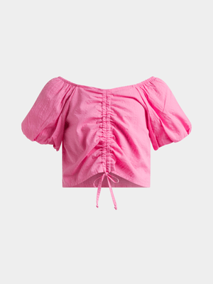 Jet Older Girls Pink Bubble Sleeve Top