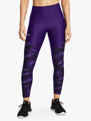 Womens Under Armour Tech™ Printed Panel Ankle Purple Leggings