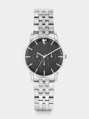 Legacy Milano Silver Plated Black Dial Bracelet Stainless Steel Watch 38mm