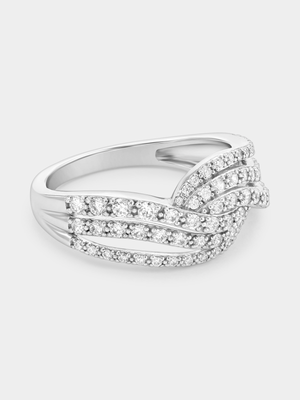 Sterling Silver Cubic Zirconia Multi-Stone Wave Ring