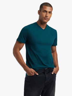 Men's Markham V-Neck Basic Forest Green T-Shirt