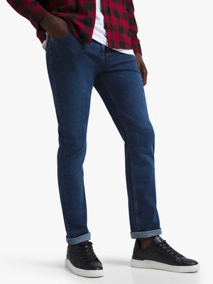 Jet Men's Mid Blue Straight Leg Denim Jeans