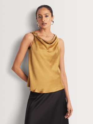 Luella Gold Trim Draped Shell Top