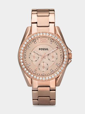 Fossil Riley Rose Plated Stainless Steel Multi-Dial Bracelet Watch