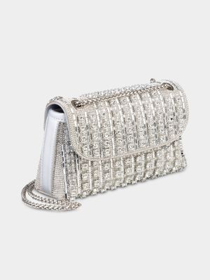 Women's Sissy Boy Silver Embellished With Chain Bag