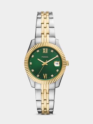 Fossil Scarlette Green Dial Two-Tone Stainless Steel Bracelet Watch