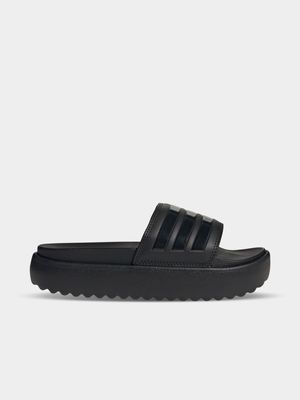 Womens adidas Adilette Black Platform Slides