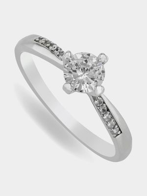 Sterling Silver & Cubic Zirconia Solitaire Twisted Ring