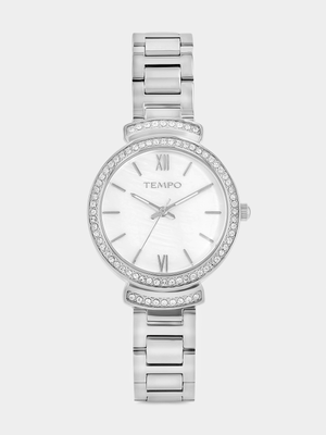 Tempo Silver Plated Mother Of Pearl Dial Bracelet Watch