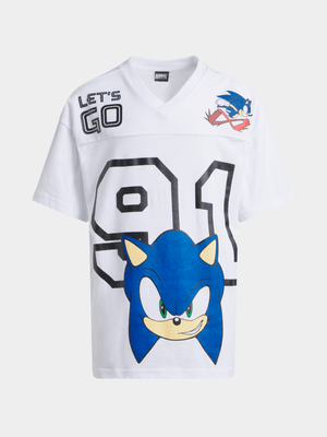 Jet Teen Boys White/Black Sonic Oversized T-Shirt