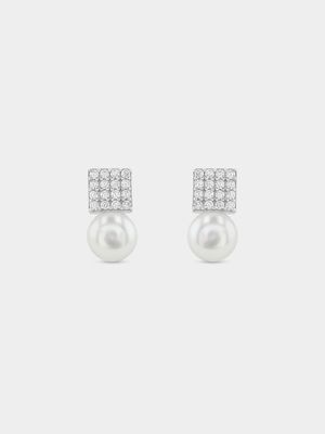 Sterling Silver Freshwater Pearl Cluster Stud Earrings