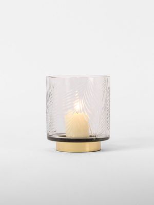 Leaf Cut Glass Footed Votive Candle Holder 13 x 10cm