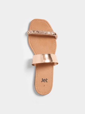 Jet Women's Rose Gold Diamante Sandals