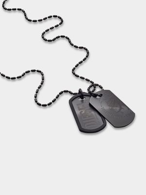 Diesel Black Plated Stainless Steel Double Dogtag Chain