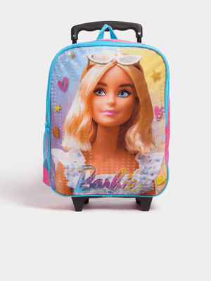 Jet Girls Pink/Blue Barbie Trolley School Bag