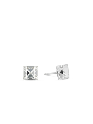 Stainless Steel & Crystal Square Stud Earrings