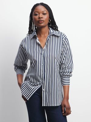 Women's Navy & White Striped Shirt