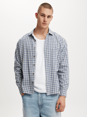 Men's Cotton On Blue Tribeca Long Sleeve Shirt