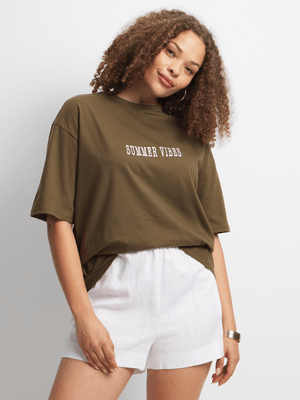 Jet Women's Olive Summer Vibes T-Shirt