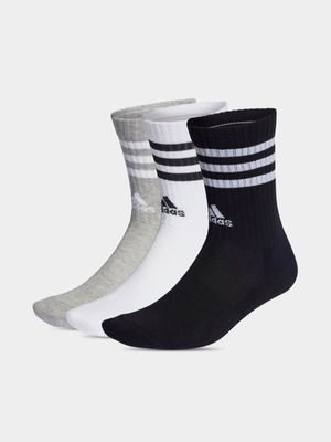 adidas 3 Pack Assorted Crew Socks