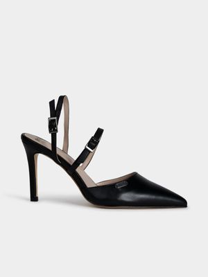 Women's Polo Black Classic Pointed Slingback Heels