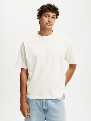 Men's Cotton On Cream Cropped Fit T-Shirt