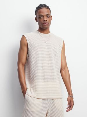 Men's Natural Crochet Co-Ord Vest