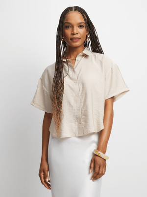 Women's Natural Satin Boxy Shirt