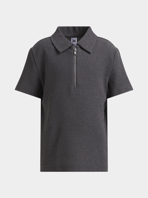 Jet Younger Boys Grey 1/4 Zip Golf Shirt