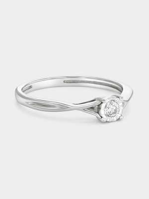 White Gold Diamond Solitaire Infinity Ring