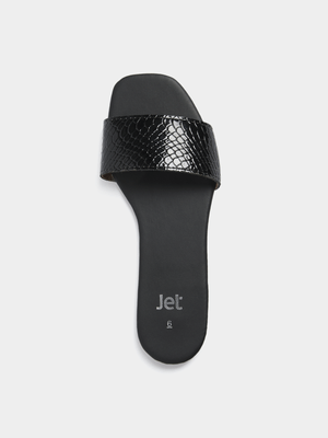 Jet Women's Black Textured Mule Sandals