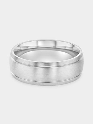 Stainless Steel Brushed Horizontal Grooves Ring