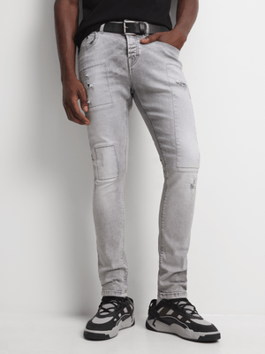 Redbat Men's Grey Wash Super Skinny Jeans