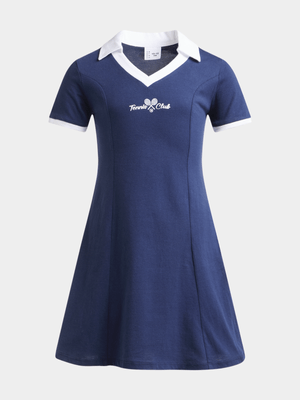 Girls Johny Collar Swing Dress