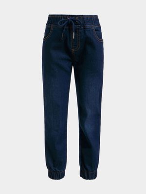 Jet Younger Boys Dark Wash Cuffed Denim Jogger