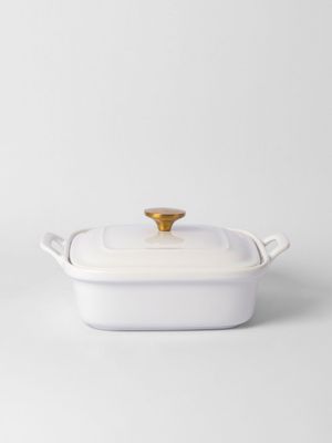 Skye Square Casserole White & Gold 30cm