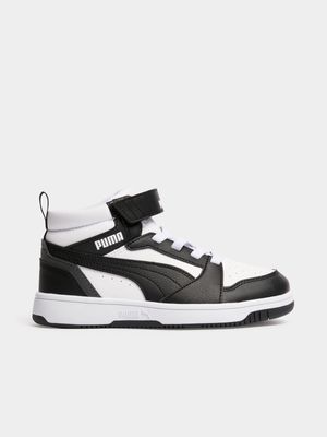 Junior Pre-School Puma Rebound Whte/Black Shoes