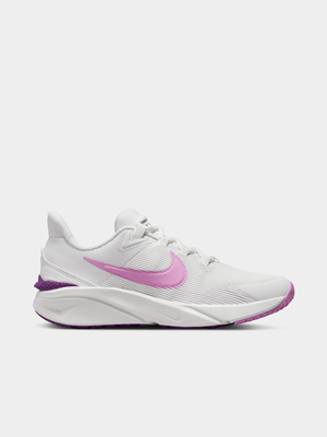 Junior Grade-School Nike Star Runner 4 White/Pink Running Shoes