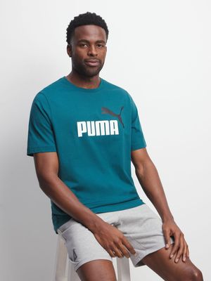 Mens Puma Essential Logo Green Tee