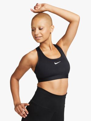 Womens Nike Swoosh Medium Support Black Sports Bra