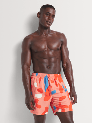 Men's Markham Abstract Printed Orange Swimshort