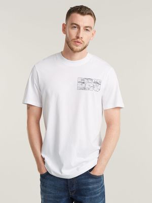 G-Star Men's Topography Chest Graphic White Slim T-Shirt