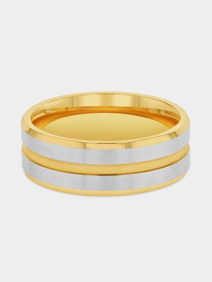 Stainless Steel Gold Plated 2-Tone Stripe Ring