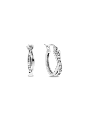 Sterling Silver Cubic Zirconia Zig Zag Hoop Earrings