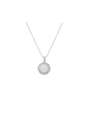 Sterling Silver Freshwater Pearl Double Halo Women’s Pendant