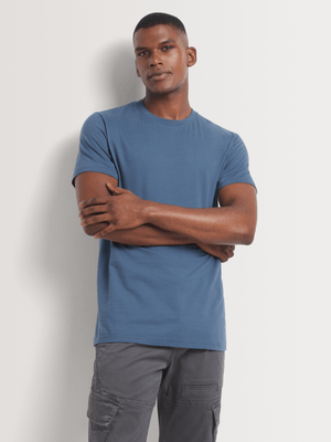 Men's Markham Fashion Basic Crew Neck Blue T-Shirt