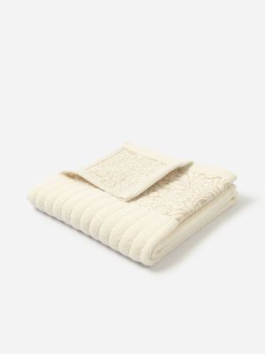 AH Linen Border Guest Towel Ecru