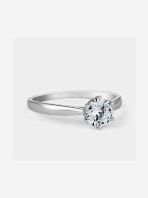 Sterling Silver Cubic Zirconia Solitaire Women’s Ring