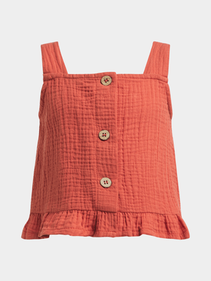 Older Girl's Orange Crinkle Cami