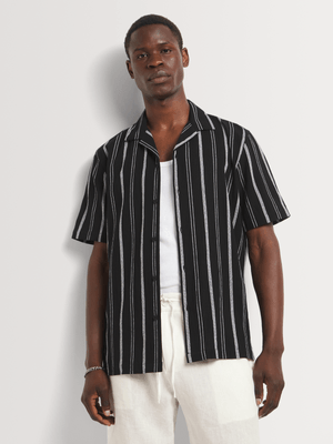 Men's Markham Stripe Cotton Black/White Shirt